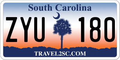 SC license plate ZYU180