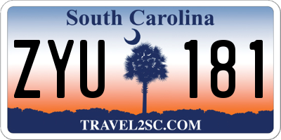 SC license plate ZYU181