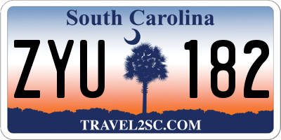SC license plate ZYU182