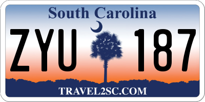 SC license plate ZYU187
