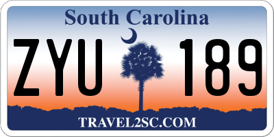 SC license plate ZYU189