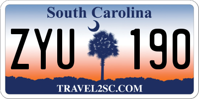 SC license plate ZYU190