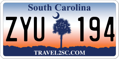 SC license plate ZYU194