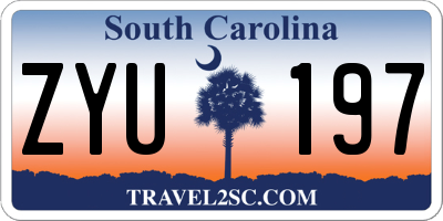 SC license plate ZYU197