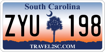 SC license plate ZYU198