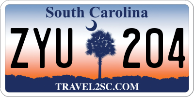 SC license plate ZYU204