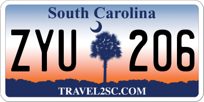 SC license plate ZYU206
