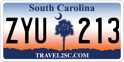 SC license plate ZYU213
