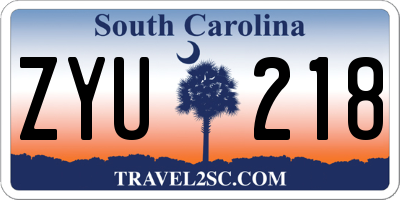 SC license plate ZYU218
