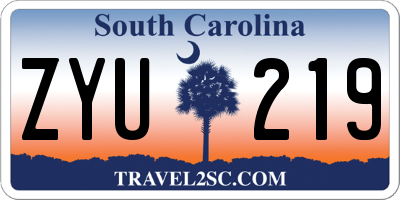 SC license plate ZYU219