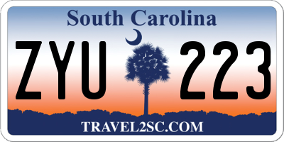 SC license plate ZYU223