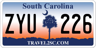 SC license plate ZYU226