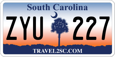 SC license plate ZYU227