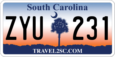 SC license plate ZYU231
