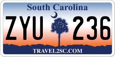 SC license plate ZYU236