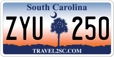 SC license plate ZYU250