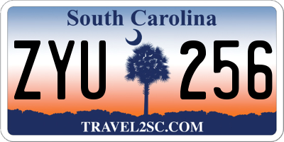 SC license plate ZYU256