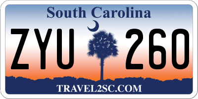 SC license plate ZYU260