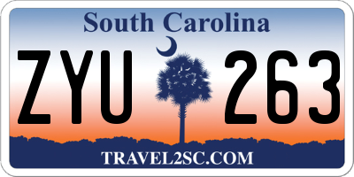 SC license plate ZYU263