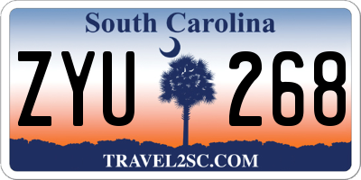 SC license plate ZYU268