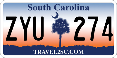 SC license plate ZYU274