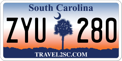 SC license plate ZYU280