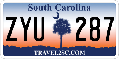 SC license plate ZYU287
