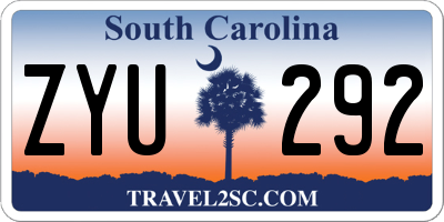 SC license plate ZYU292