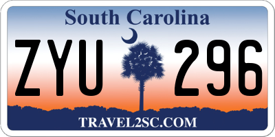 SC license plate ZYU296