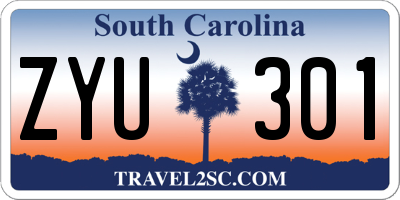 SC license plate ZYU301