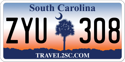 SC license plate ZYU308