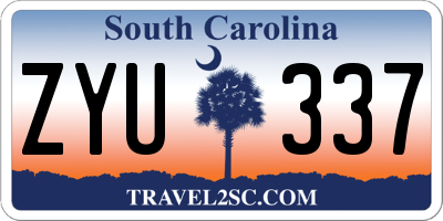 SC license plate ZYU337