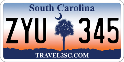 SC license plate ZYU345
