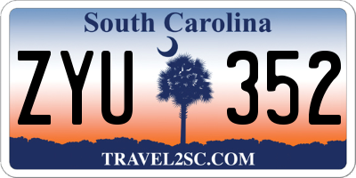 SC license plate ZYU352