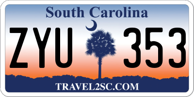 SC license plate ZYU353