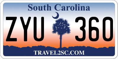 SC license plate ZYU360