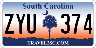 SC license plate ZYU374