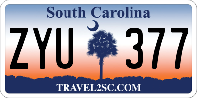 SC license plate ZYU377