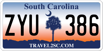 SC license plate ZYU386