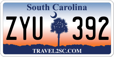 SC license plate ZYU392