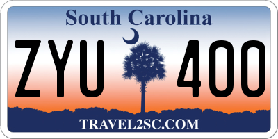 SC license plate ZYU400