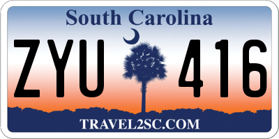 SC license plate ZYU416
