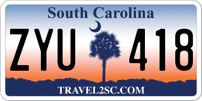 SC license plate ZYU418