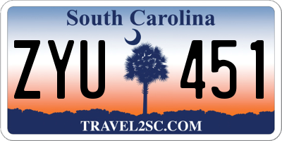 SC license plate ZYU451