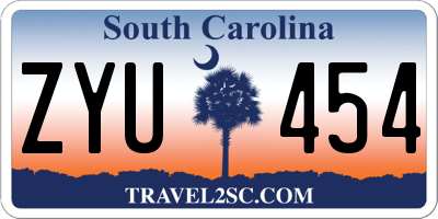 SC license plate ZYU454