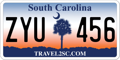 SC license plate ZYU456