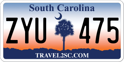 SC license plate ZYU475