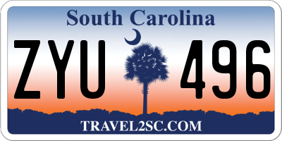 SC license plate ZYU496