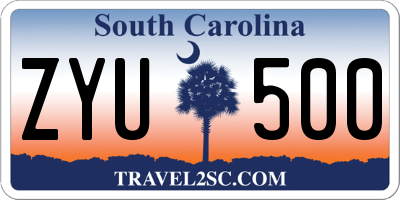 SC license plate ZYU500