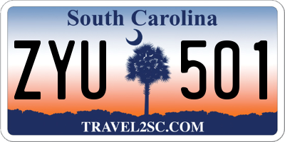 SC license plate ZYU501